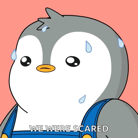 Penguin Sweating Saying We Were Scared GIF