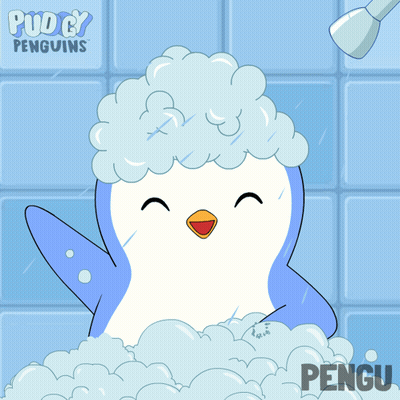 Penguin Taking Bath Pug Y Penguins GIF