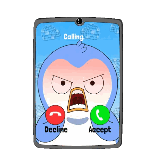 Penguin Talking On Phone Accept Decline Sticker