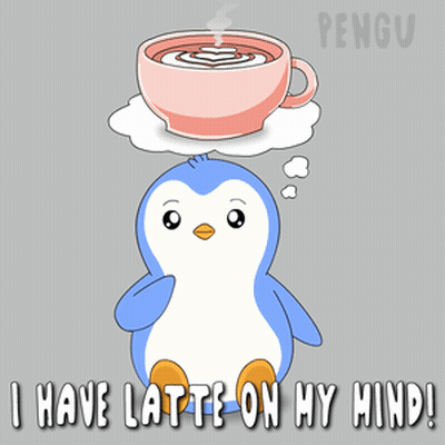 Penguin Thinking About Latte On Head GIF