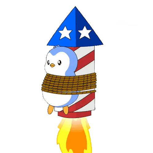 Penguin Tied To Fireworks Rocket Sticker