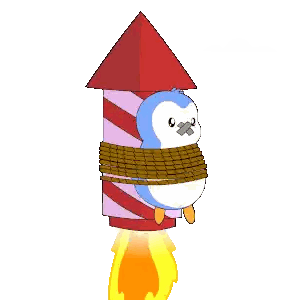 Penguin Tied To Rocket Sticker