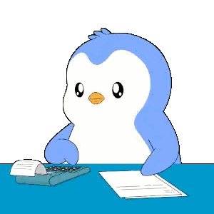 Penguin Using Calculator And Receipt Sticker