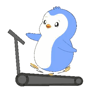 Penguin Walking On Treadmill Sticker