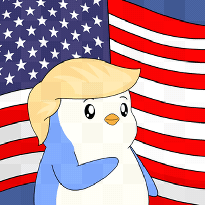 Penguin Waving In Front Of American Flag GIF