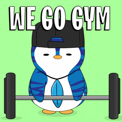 Penguin We Go To The Gym Raise Barbell GIF