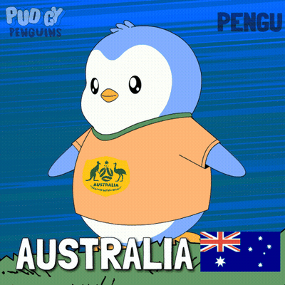 Penguin Wearing Australia Shirt GIF