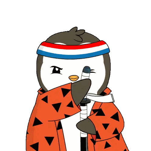 Penguin Wearing Blue White Red Headband Sticker