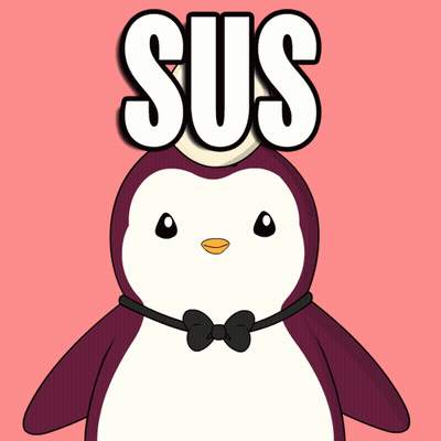 Penguin Wearing Bow Tie Saying Sus GIF