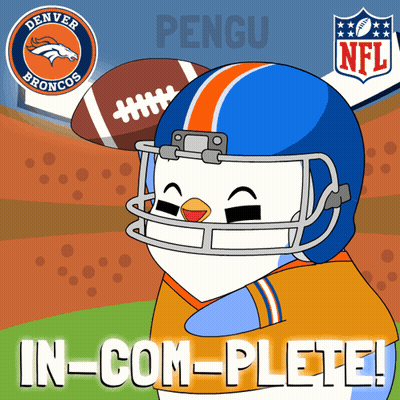 Penguin Wearing Broncos Football Helmet GIF