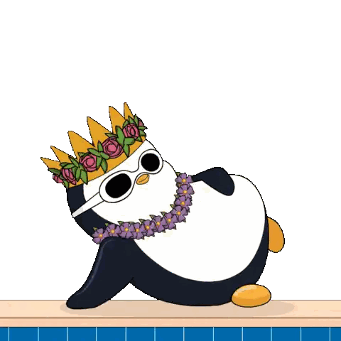 Penguin Wearing Crown And Sunglasses Sticker