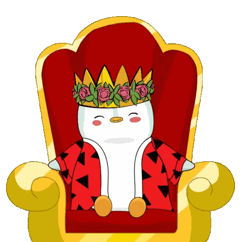 Penguin Wearing Crown Sitting Sticker