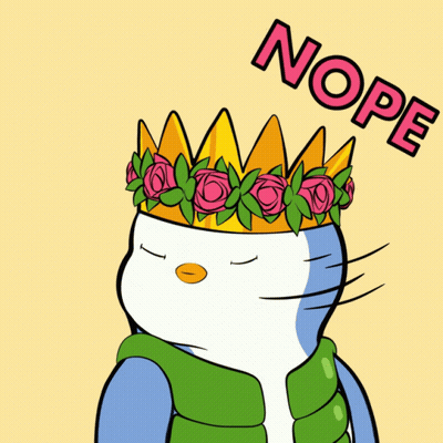 Penguin Wearing Flower Crown With Nope GIF