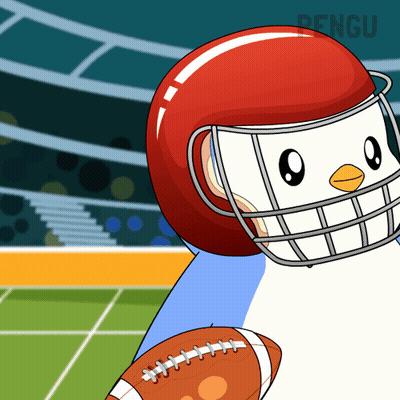 Penguin Wearing Football Helmet Holding Football GIF