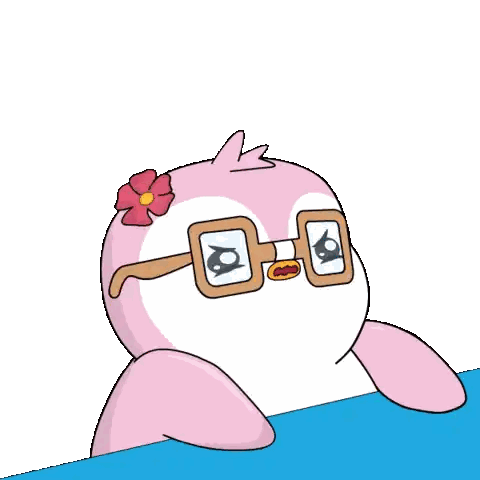 Penguin Wearing Glasses And Flower Sticker