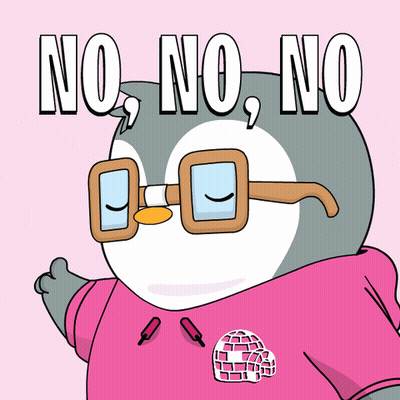 Penguin Wearing Glasses And Pink Shirt Says No GIF