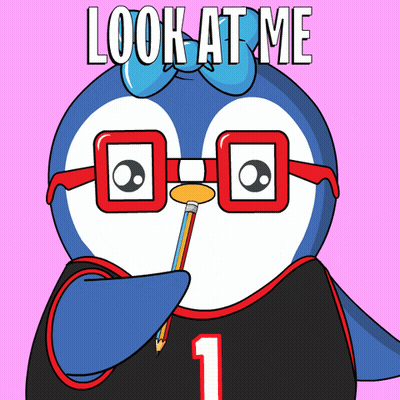 Penguin Wearing Glasses Holding Pencil GIF
