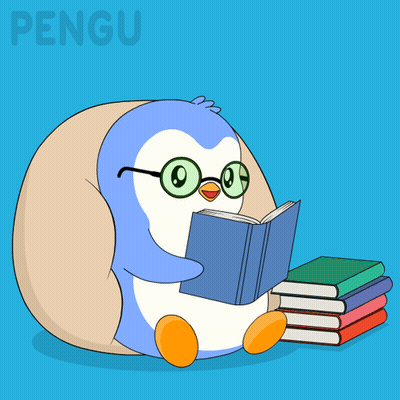 Penguin Wearing Glasses Reading Book GIF