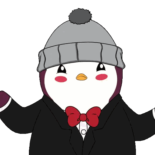 Penguin Wearing Grey Hat And Red Bow Tie Sticker