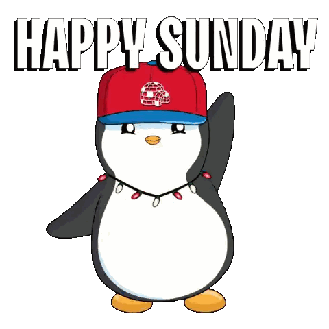 Penguin Wearing Happy Sunday Hat Sticker