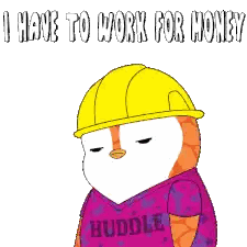 Penguin Wearing Hard Hat And Huddle Shirt Sticker