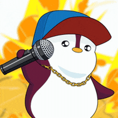 Penguin Wearing Hat And Chain Holding Microphone GIF