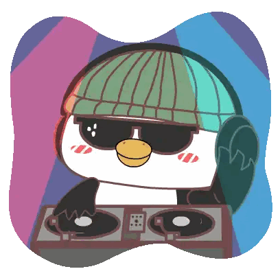 Penguin Wearing Hat And Sunglasses Playing Music Sticker
