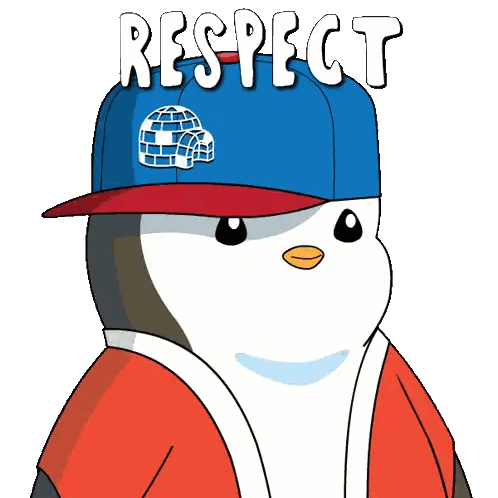 Penguin Wearing Hat And Sweater Respect Sticker