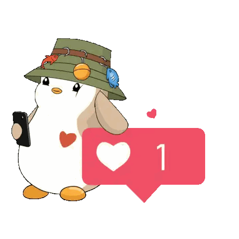 Penguin Wearing Hat Holding Cell Phone Sticker