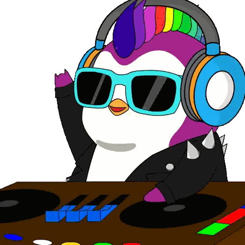 Penguin Wearing Headphones And Sunglasses Sticker