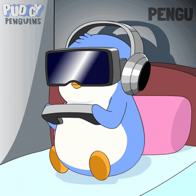 Penguin Wearing Headphones And VR Headset GIF