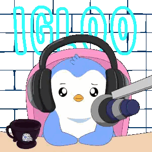 Penguin Wearing Headphones At Microphone Sticker