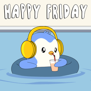 Penguin Wearing Headphones Drinking Milkshake GIF