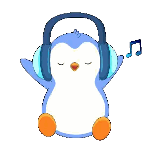 Penguin Wearing Headphones Sticker