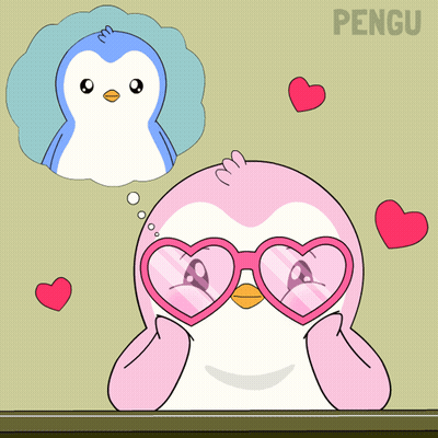 Penguin Wearing Heart Shaped Glasses Saying Pengu GIF