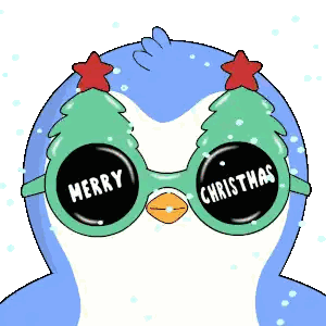 Penguin Wearing Merry Christmas Sunglasses Sticker
