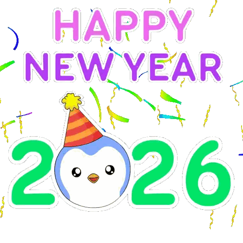 Penguin Wearing Party Hat 2026 Sticker
