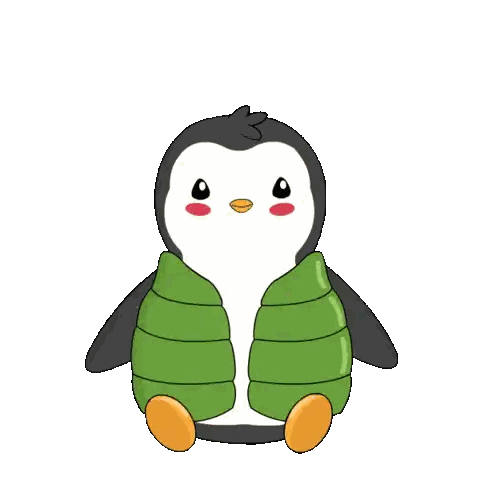 Penguin Wearing Party Hat And Green Jacket Sticker