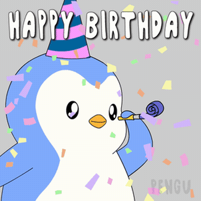 Penguin Wearing Party Hat Blowing Party Horn GIF