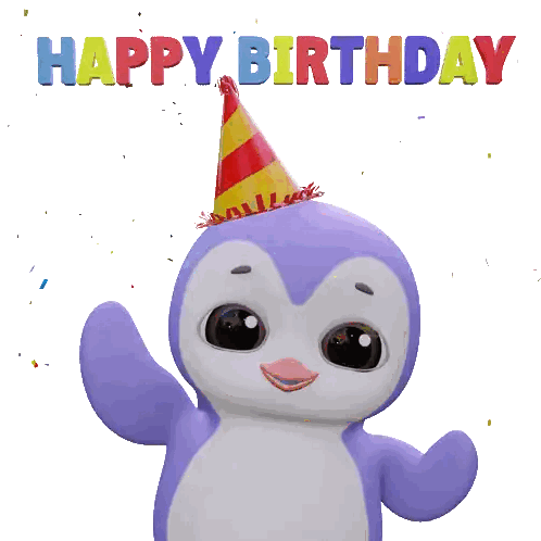 Penguin Wearing Party Hat Happy Birthday Sticker