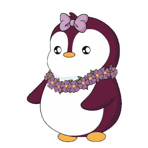 Penguin Wearing Purple Flower Lei Sticker