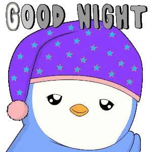 Penguin Wearing Purple Star Hat Good Night Sticker