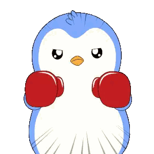 Penguin Wearing Red Boxing Gloves Ready To Fight Sticker