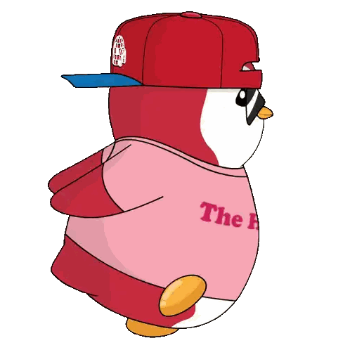 Penguin Wearing Red Hat And Pink Shirt Sticker