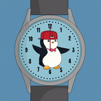 Penguin Wearing Red Hat On Watch GIF