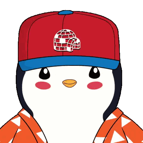 Penguin Wearing Red Hat With Igloo Sticker