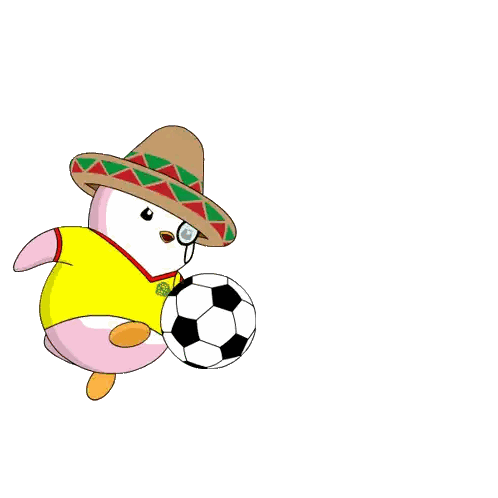 Penguin Wearing Sombrero And Yellow Shirt Sticker