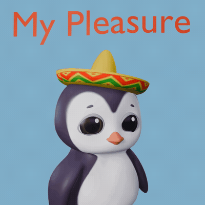 Penguin Wearing Sombrero Saying My Pleasure GIF
