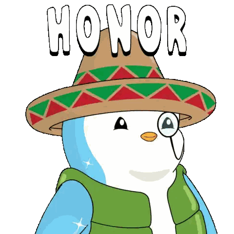 Penguin Wearing Sombrero With Honor Sticker