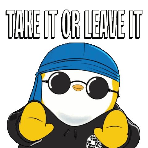 Penguin Wearing Sunglasses And Blue Headband Says Take It Or Leave It Sticker